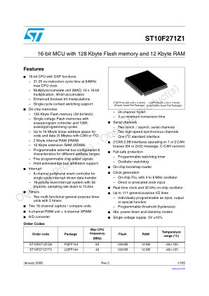 ST10F271Z1 数据手册首页