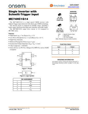 MC74HC1G14 数据手册首页
