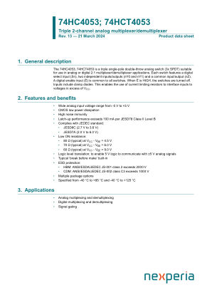 74HC4053PW datasheet cover page