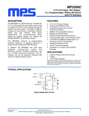 MP3309C datasheet cover page