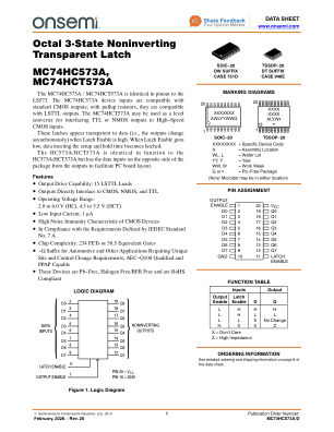 MC74HC573A datasheet cover page