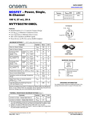 NVTYS027N10MCL datasheet cover page