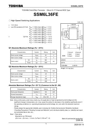 SSM6L36FE 数据手册首页