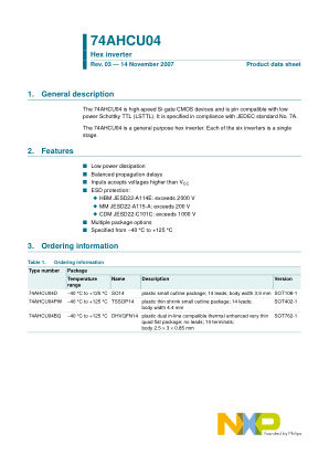 74AHCU04PW-Q100AJ datasheet cover page