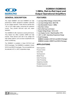 SGM8941 datasheet cover page