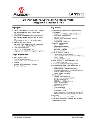 LAN9253-V 数据手册首页