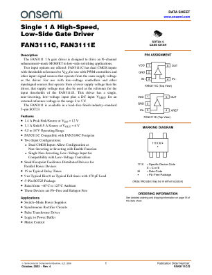 FAN3111C 数据手册首页