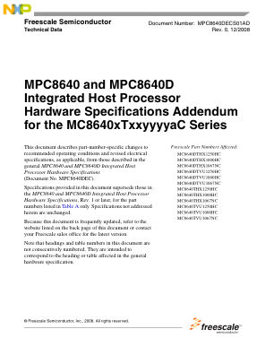 MPC8640DECS01AD 数据手册首页