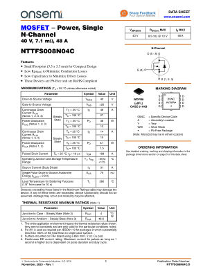 NTTFS008N04C datasheet cover page