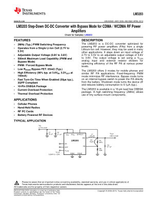 LM3203 数据手册首页