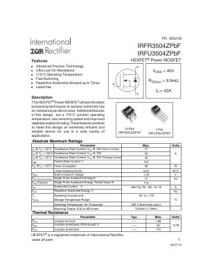 IRFR3504Z datasheet cover page
