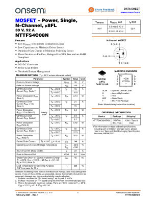 NTTFS4C08N datasheet cover page