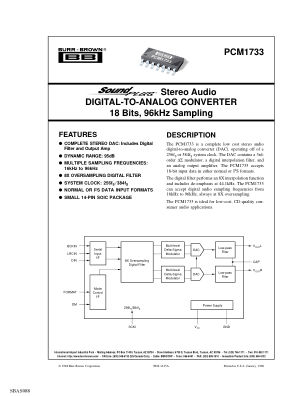 PCM1733 datasheet cover page