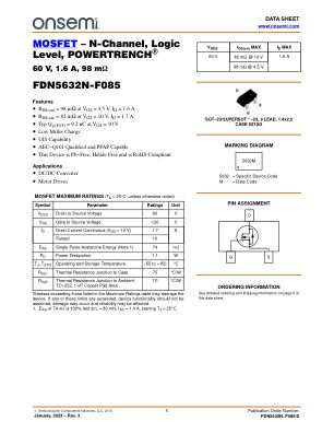 FDN5632N-F085 datasheet cover page