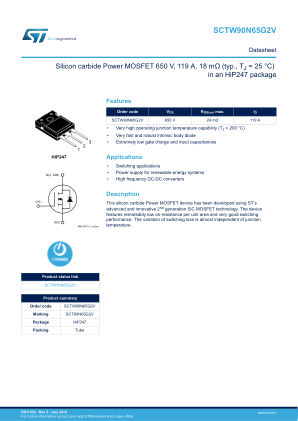 SCTW90N65G2V 数据手册首页