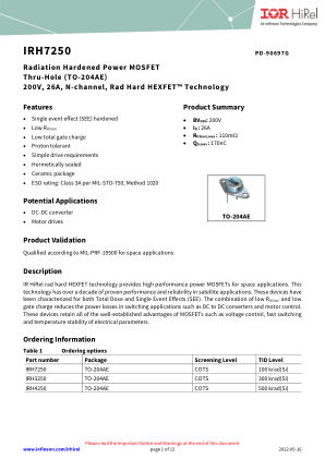 IRH7250SCS 数据手册首页