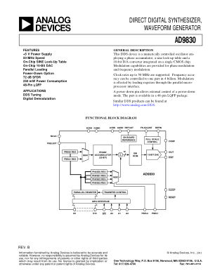 AD9830 datasheet cover page