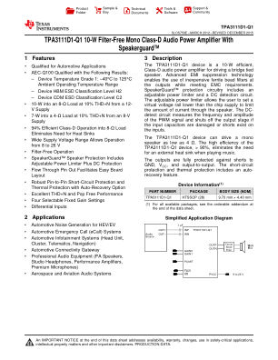 TPA3111D1-Q1 数据手册首页