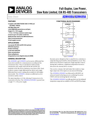 ADM488A datasheet cover page