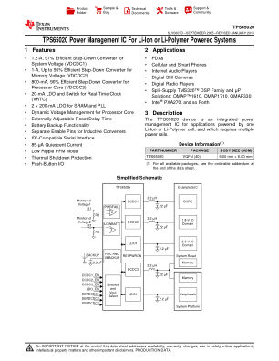 TPS65020 datasheet cover page