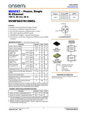NVMFS027N10MCL 数据手册首页