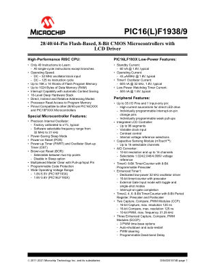 PIC16F1939-I 数据手册首页