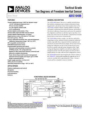 ADIS16488 数据手册首页