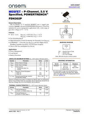 FDN302P datasheet cover page