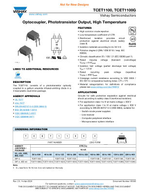 TCET1100 数据手册首页