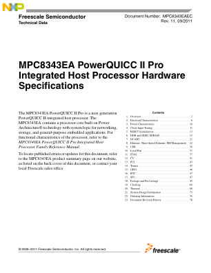 MPC8343EAEC 数据手册首页