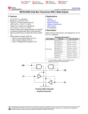 SN74LV245A datasheet cover page