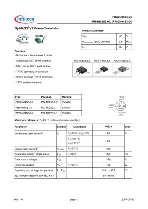 IPB80N04S3-04 datasheet cover page