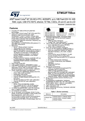 STM32F756BG datasheet cover page