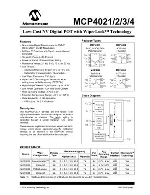 MCP4022T-503E 数据手册首页