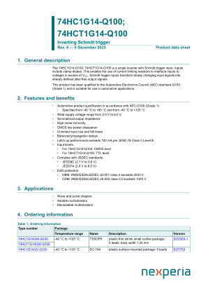 74HCT1G14GV-Q100H datasheet cover page
