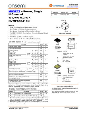 NVMFS5C410N 数据手册首页