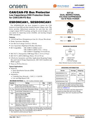 ESDONCAN1 数据手册首页