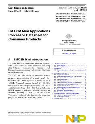 IMX8MMCEC 数据手册首页