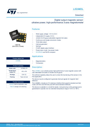 LIS3MDL 数据手册首页