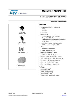 M24M01-R datasheet cover page