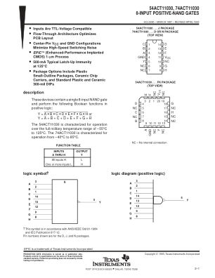 74ACT11030 datasheet cover page