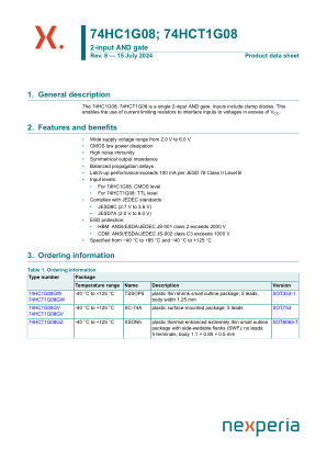 74HC1G08GW datasheet cover page