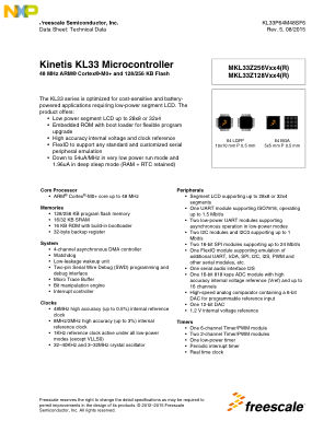KL33P64M48SF6 数据手册首页