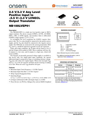 NB100LVEP91 datasheet cover page