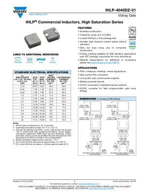 IHLP-4040DZ-01 datasheet cover page