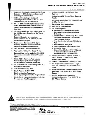 TMS320LC548 datasheet cover page