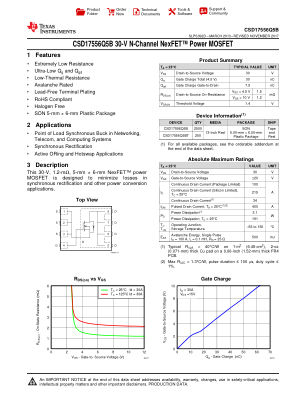 CSD17556Q5B datasheet cover page
