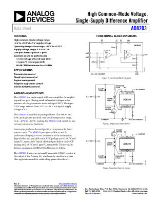 AD8203 datasheet cover page