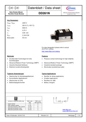 DD261N datasheet cover page