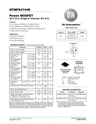 NTMFS4744N datasheet cover page